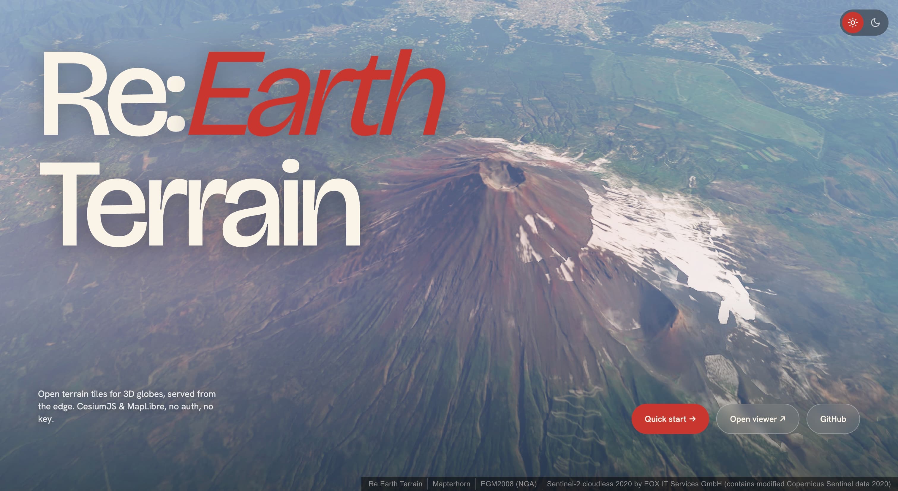 Re:Earth Terrain 3D globe terrain tiles